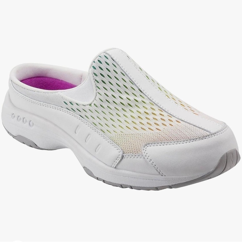 Easy Spirit Traveltime 675 Classic Clogs Shoes in White/ Rainbow - NWT